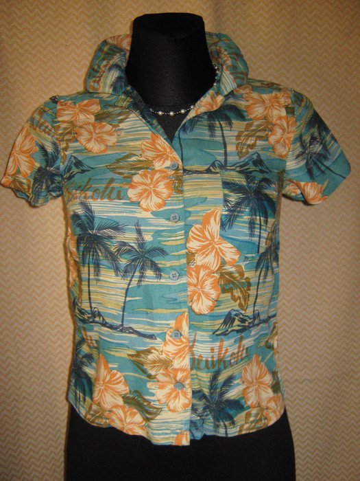  NEUw * Ausgefallen * Original VINTAGE * 50er Jahre Style * Hawai * Blumen * Blüten * Flower- Power * Kurzarm * Hemd- Bluse 