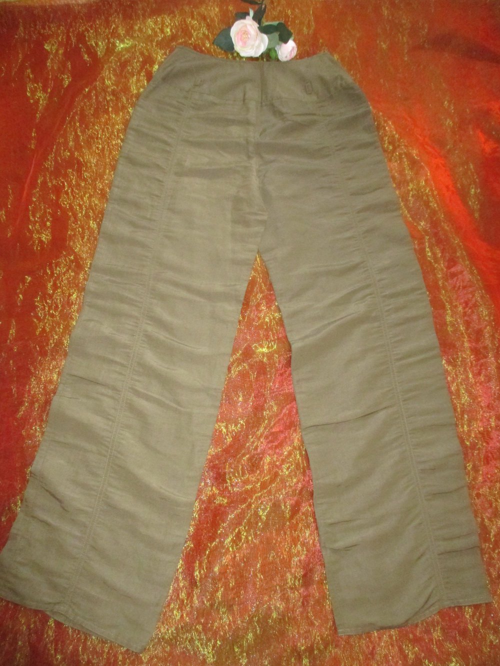 NEU * Seidig * Leinen * Chino * Marlene * Schlag * High Waist * Hose 