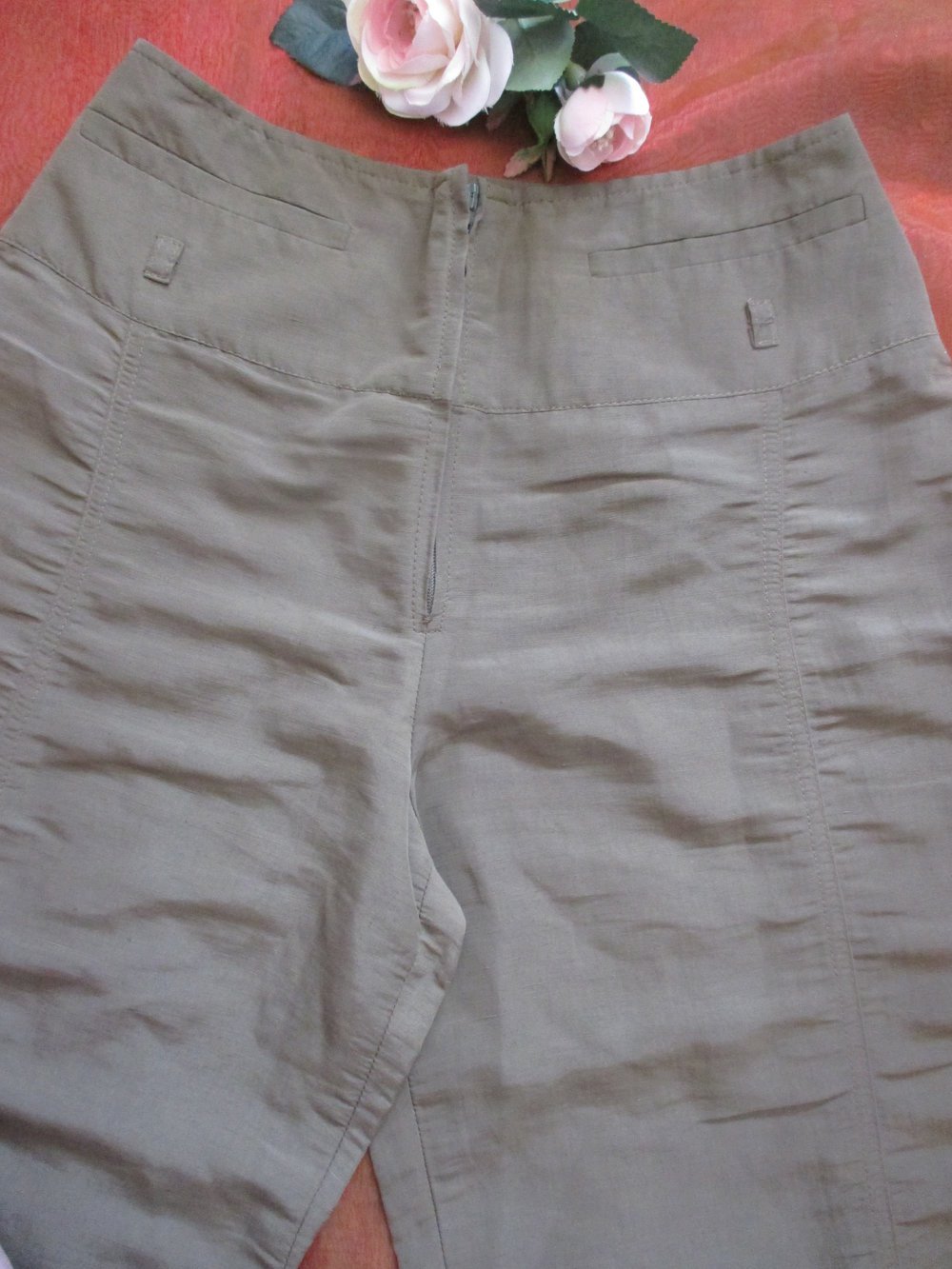NEU * Seidig * Leinen * Chino * Marlene * Schlag * High Waist * Hose 