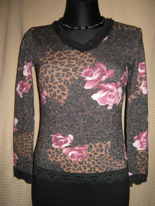 NEU * Lurex Glitzer * Rosen * Romantik * Animal- Style * Feinstrick- Pullover 