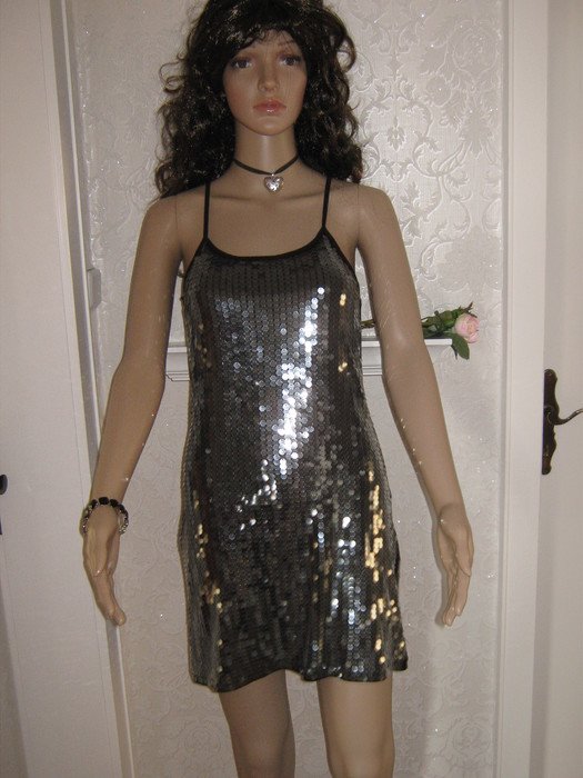 NEU mit ETIKETTEN * Sexy * Anlass * Party * Cocktail * Glitzer Pailletten * Spagetthi- Träger * Etui * Mini- Kleid 
