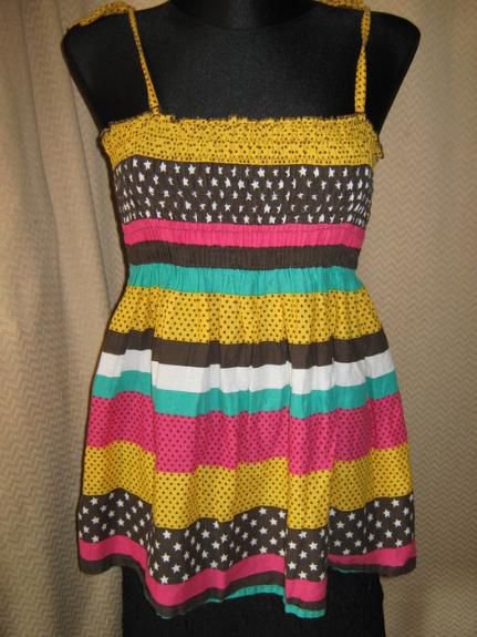NEUw * Flippig * Hippie- Style * Sterne * Stars * Punkte * Dots * Täger/ loses * Baby- Doll * Bandeau * Busen * Top * Gr. 36- 38/ S * bunt *