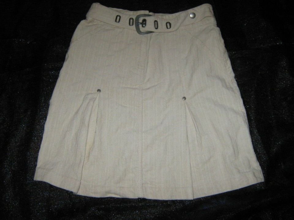 NEU * Ausgefallen * sexy * DESIGNER * Club- Style * Fein- Cord * High Waist * Falten- Mini- Rock * Gr. 36/ S * cremé- beige *