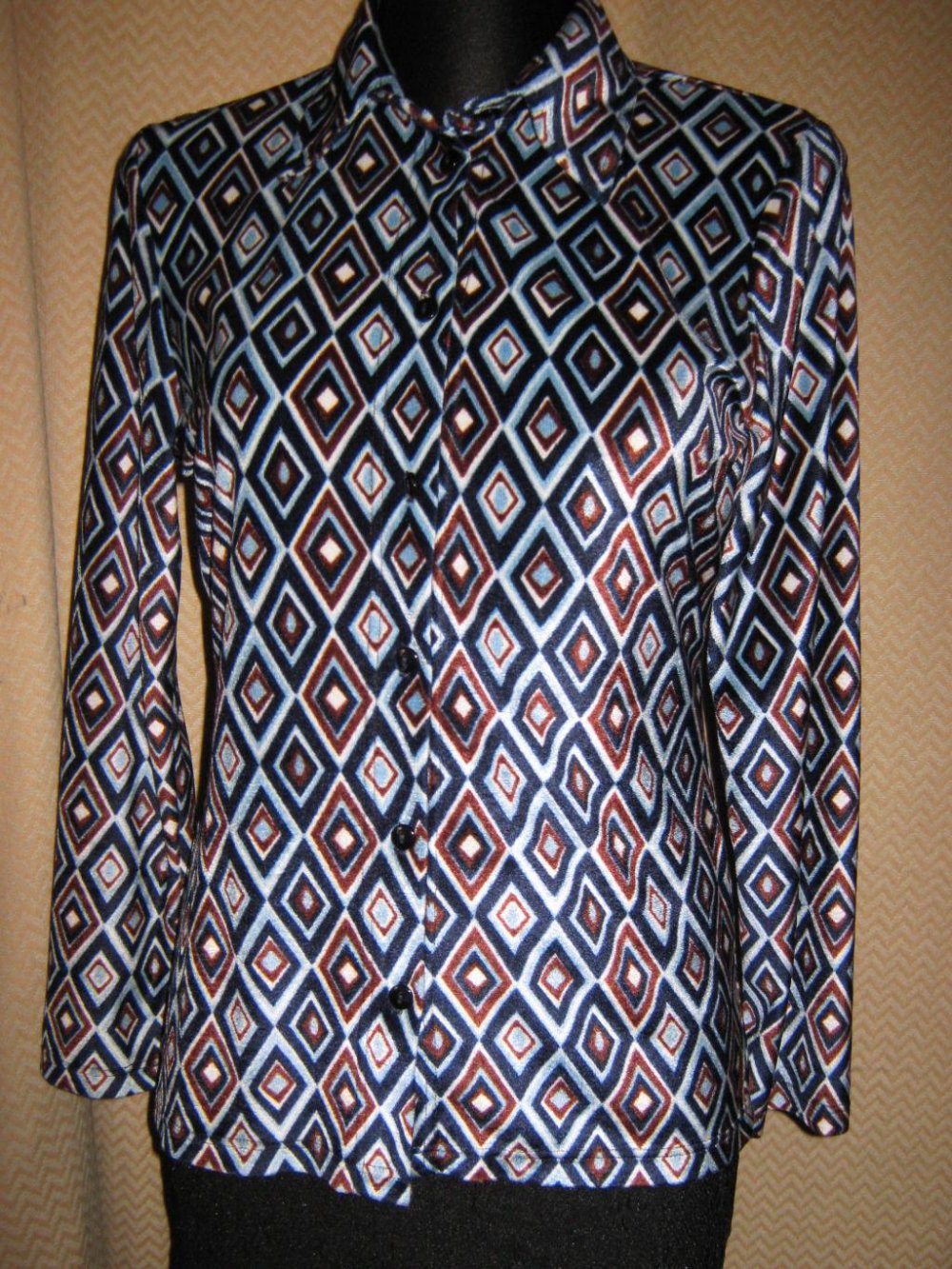 NEU * Edel * schimmernd * Rauten * Retro- Style * Samt * Hemd- Bluse 
