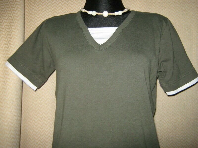 NEUw * Hautfreundlich und Schadstoff- Geprüft * Kurzarm * T- Shirt * Gr. 38- 40/ S- M * oliv- khaki- grün *
