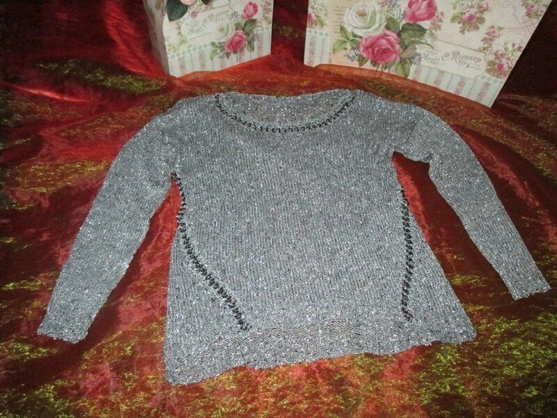 NEU * Extravagant * Abend * Ausgeh * Lurex * Glitzer * Strick- Pullover 