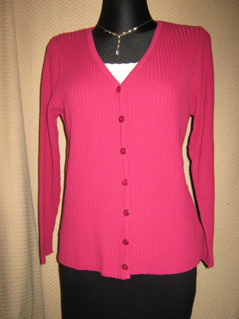 Edel * klassisch * Original VINTAGE * DESIGNER * Ripp * Fein- Strickjacke * Cardigan * Gr. 40- 42/ M * pink *