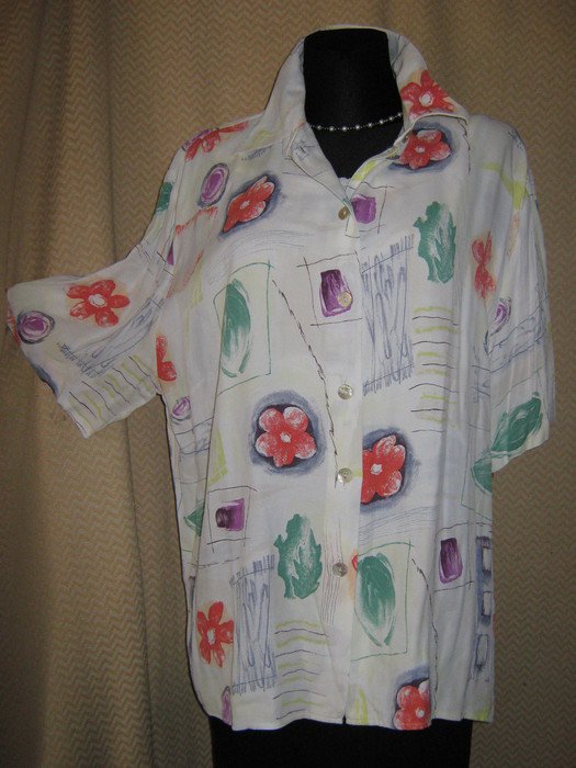 NEU * Stylisch * Original * 50er Jahre * VINTAGE * Flower- Blüten * Hemd- Bluse 