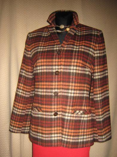 NEU * Praktisch * edel * DESIGNER * Karo * Woll * Blazer-  Jacke * Gr. 38- 40/ S- M * braun * orange * cremé- beige *