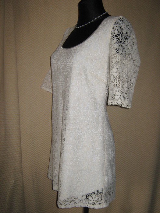 NEUw * 60er Jahre Retro Style * Lace- Spitzen * Abend * Cocktail * DESIGNER * Etui- Kleid * Gr. 38- 40/ S- M * cremé- beige * nude *