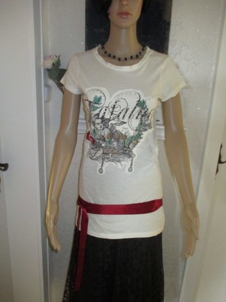 NEU * Edel * Romantik * Engel Print * Glitzer * Swarovski * Strass * Kristalle * Bodycon * Long * T- Shirt 