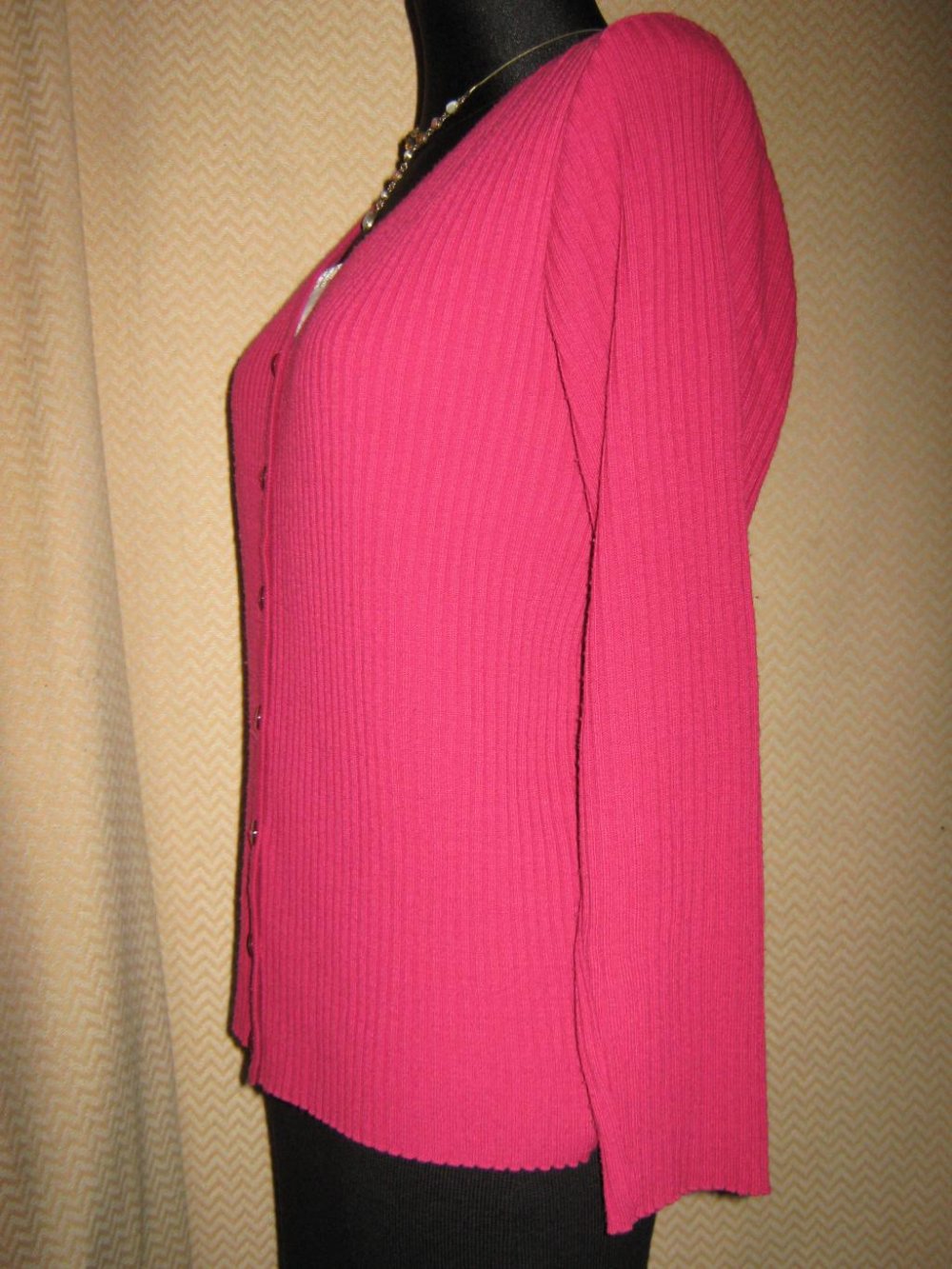 Edel * klassisch * Original VINTAGE * DESIGNER * Ripp * Fein- Strickjacke * Cardigan * Gr. 40- 42/ M * pink *