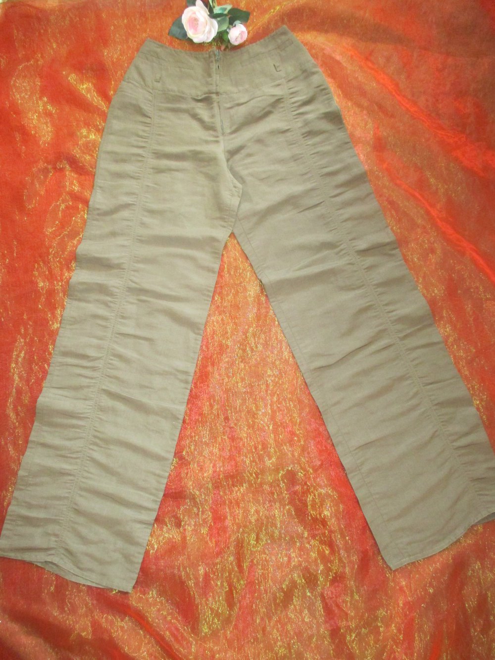 NEU * Seidig * Leinen * Chino * Marlene * Schlag * High Waist * Hose 