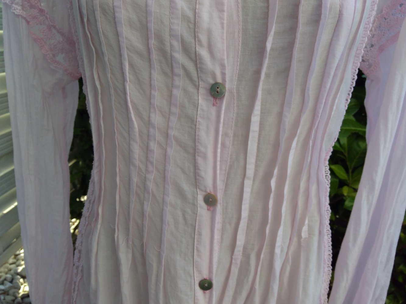 Mega edle Long-Bluse Gr. 42 - leichter Baumw.-Crinkle - Figurschmeichler - zartes Rose