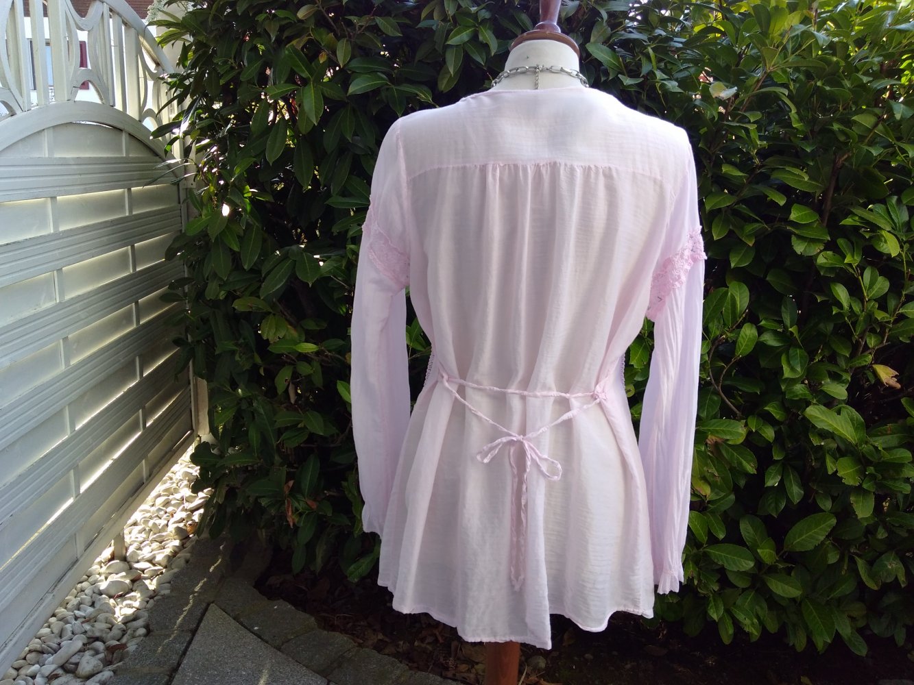 Mega edle Long-Bluse Gr. 42 - leichter Baumw.-Crinkle - Figurschmeichler - zartes Rose