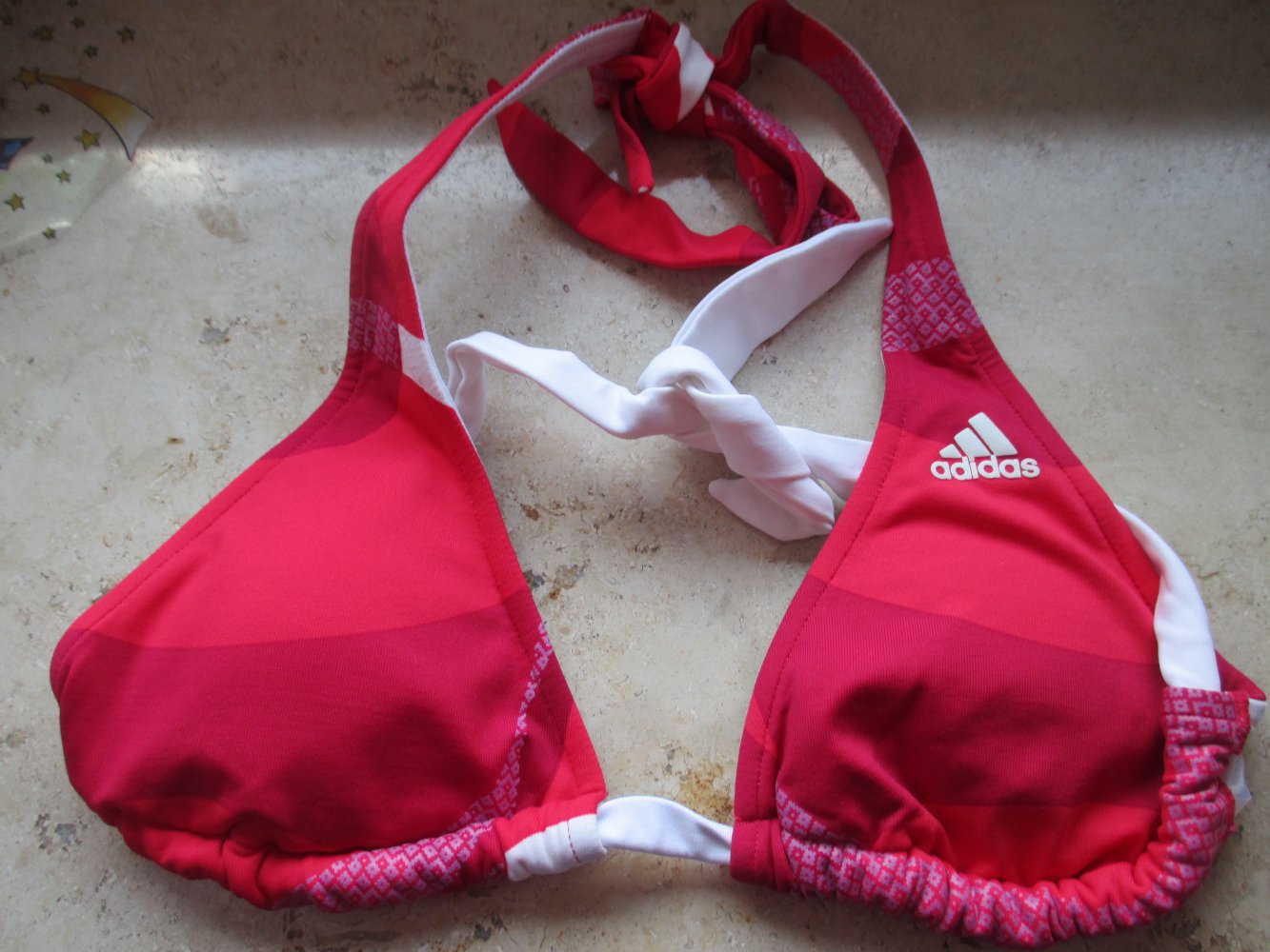 Adidas, Bikini Oberteil, rot - weiß, Gr. 36 