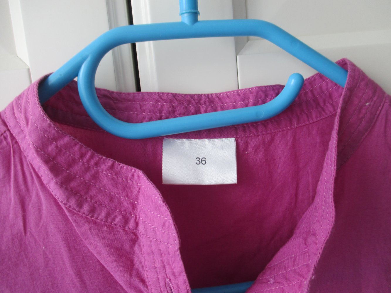 Pinkfarbene Tunika mit Stehkragen, 100 % Baumwolle, Gr. 36 / 38 , Halbarm, auch als kurzes Kleid tragbar