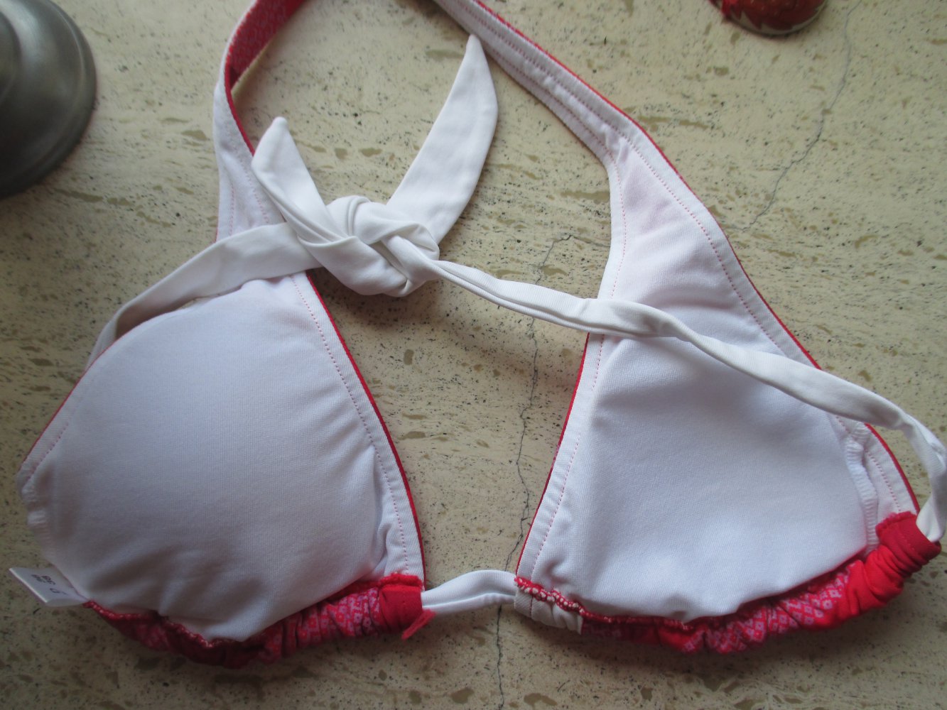 Adidas, Bikini Oberteil, rot - weiß, Gr. 36 