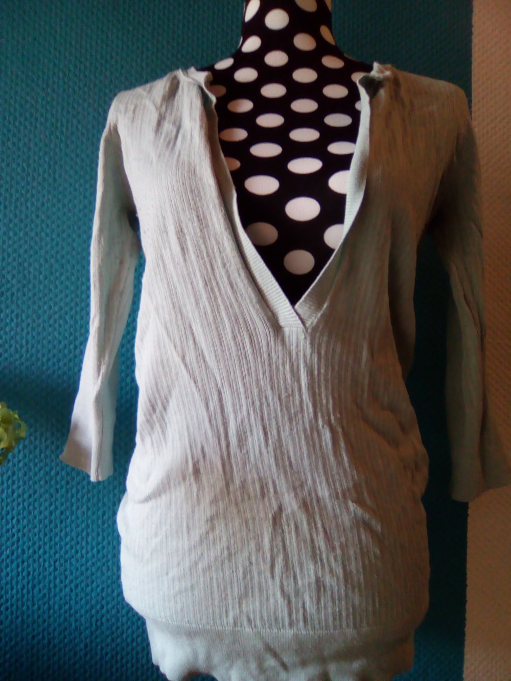 Pulli, türkis, mit 3/4-Ärmeln