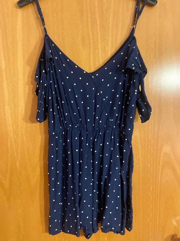 Blau weiß gepunkteter Jumpsuit S (36/38)