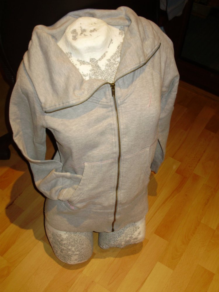 Reebok Sweat Jacke grau großer Kragen S passend