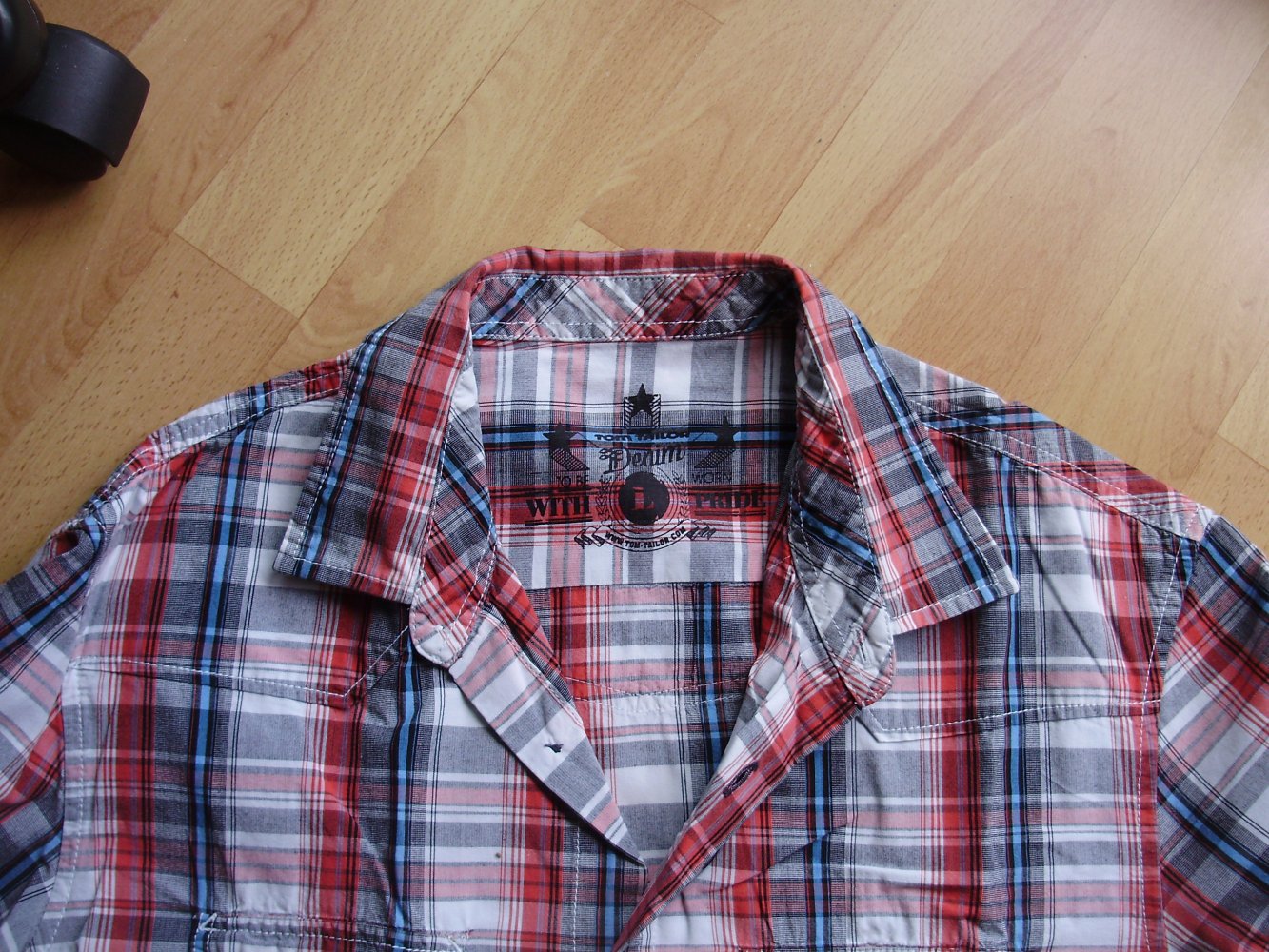 Tom Tailor Hemd KA Karos rot grau weiß blau L