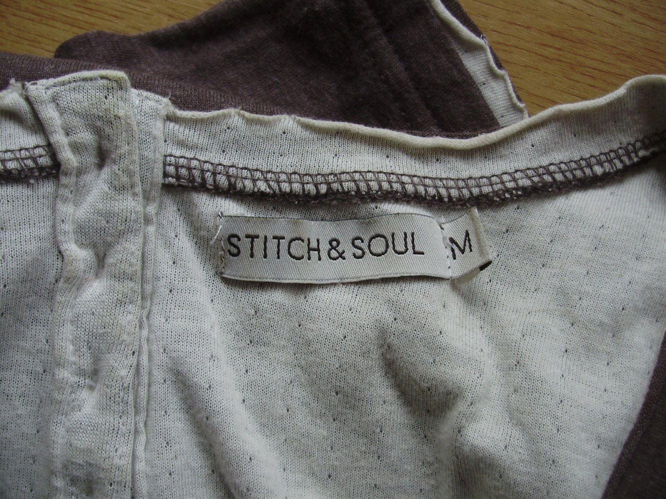 Stitch & Soul Langarmshirt braun/ beige doppelt Knopfleiste am Rücken Vintage M