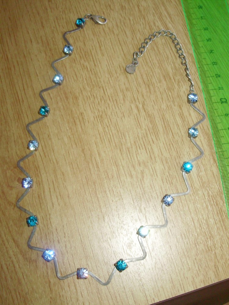 Pilgrim Kette Collier Wellen blaue Glitzersteine