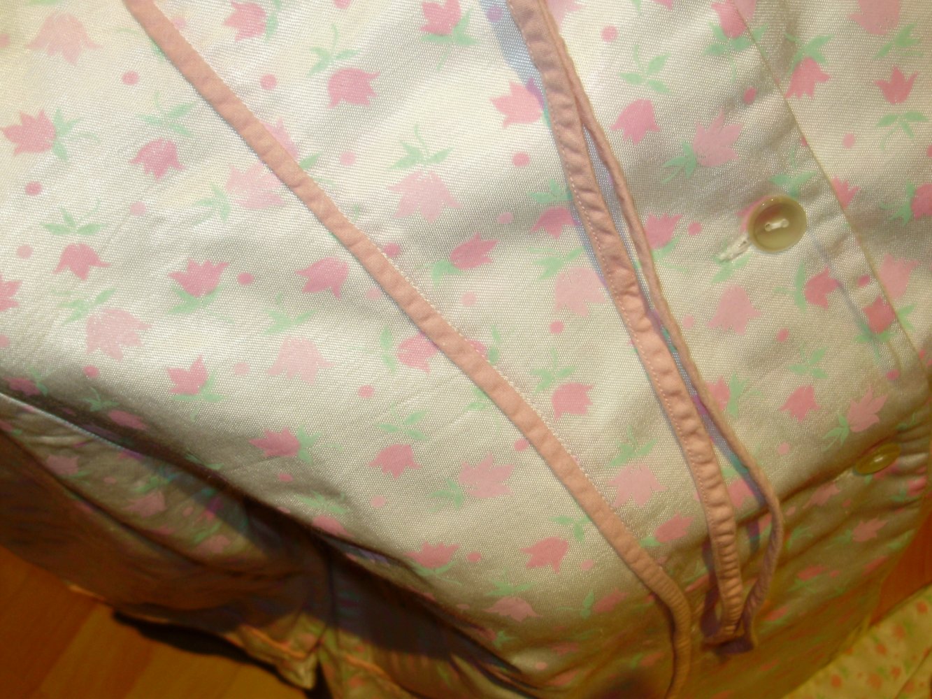 Schlafanzug kuschelig Satin Flanell rosa Muster 44