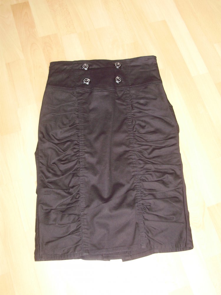 Mango Rock Midi schwarz ausgefallen Raffung Gr 38