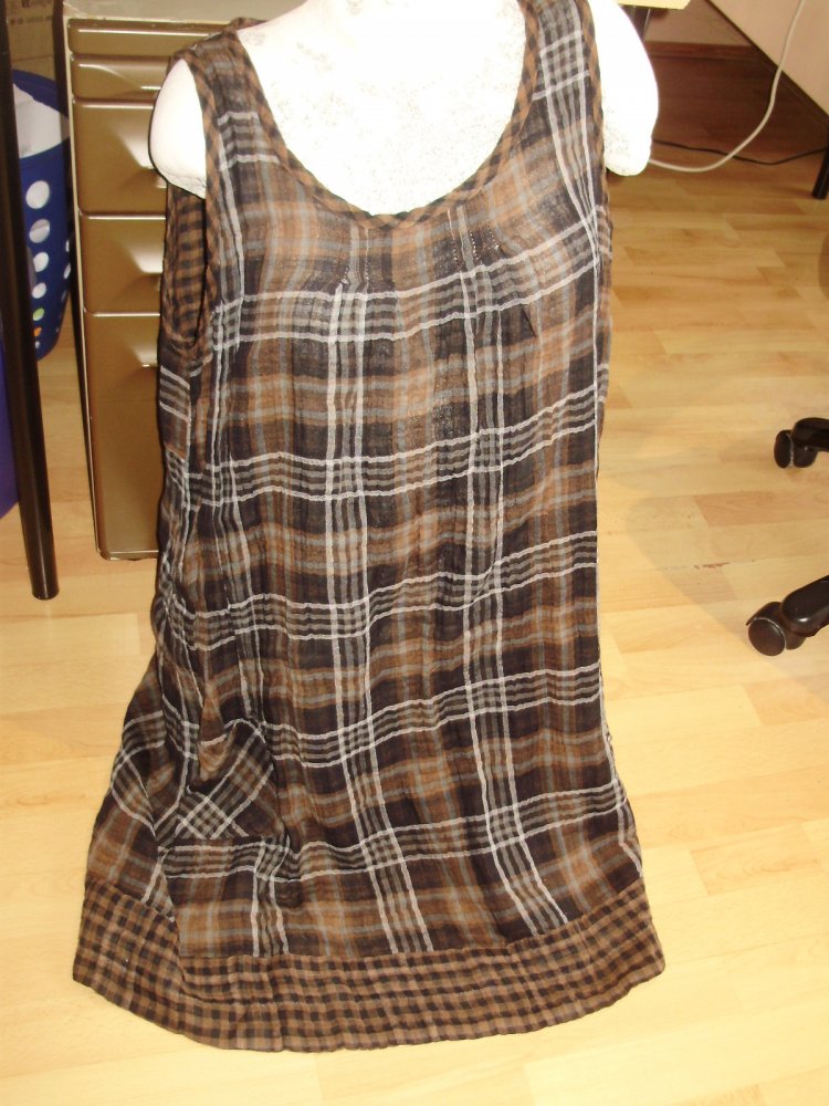Deerberg Kleid brau schwarz weiß Karo M / L passend