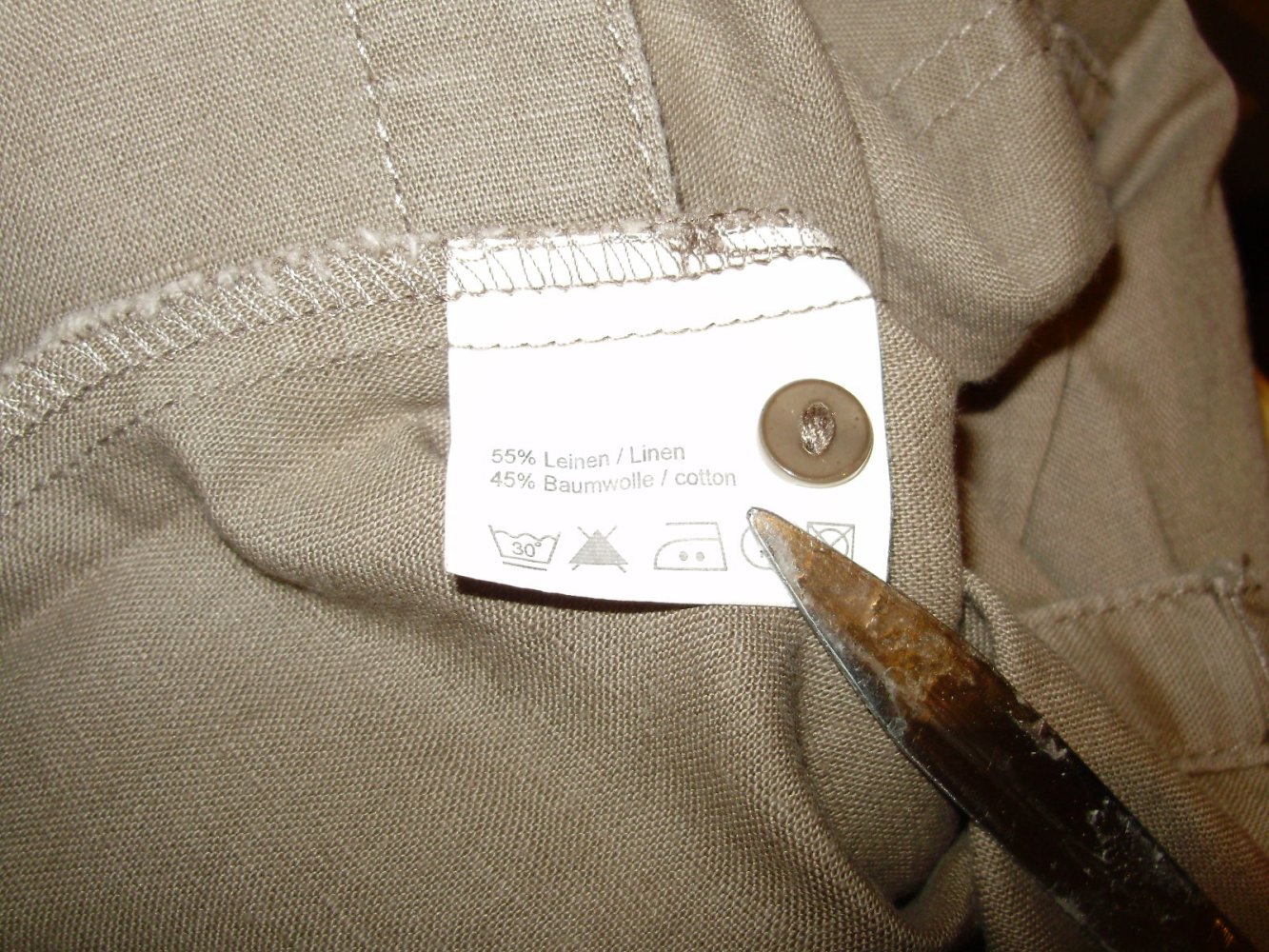 Milano Bluse khaki Leinen Baumwolle 34 S