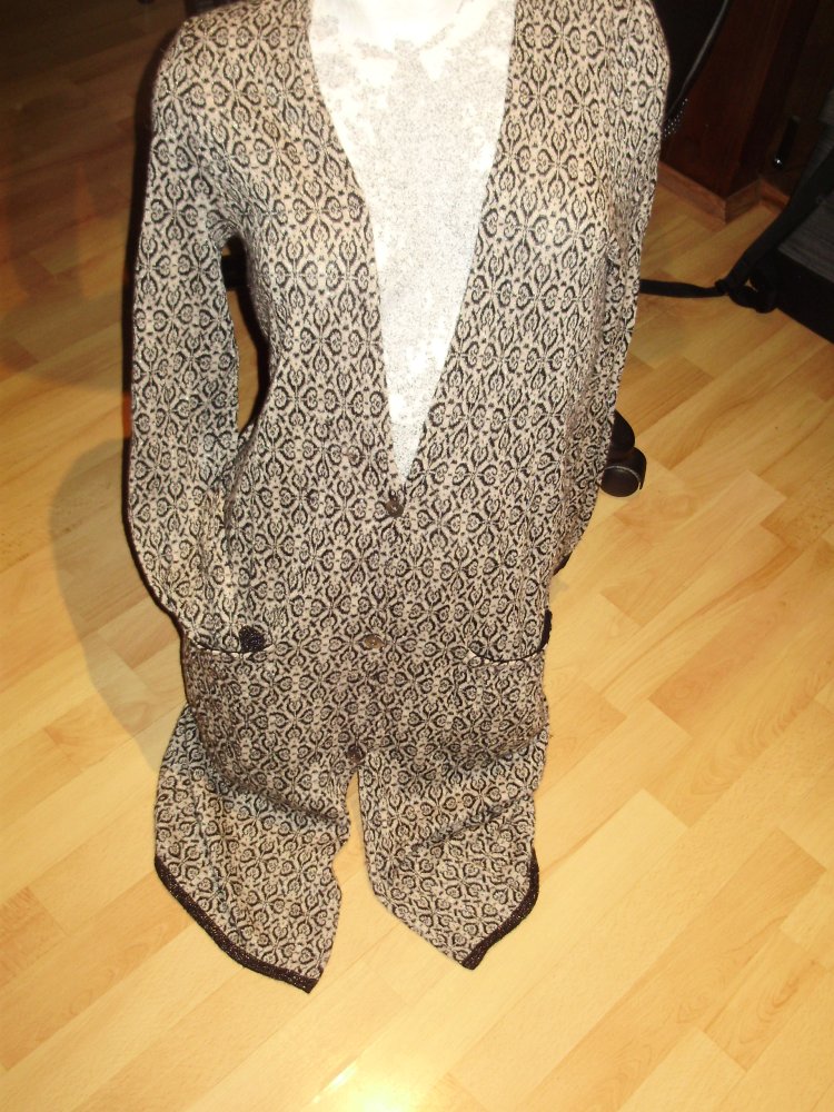 Stefanel Strickmantel Cardigan schwarz beige gold S/ M passend