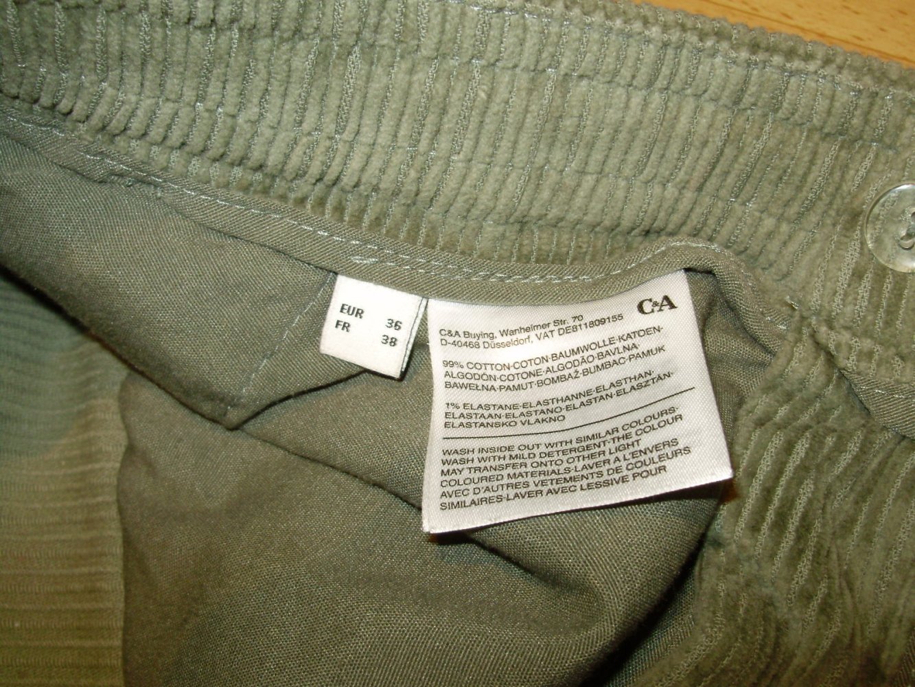 C&A Cord Hose weit grün 36