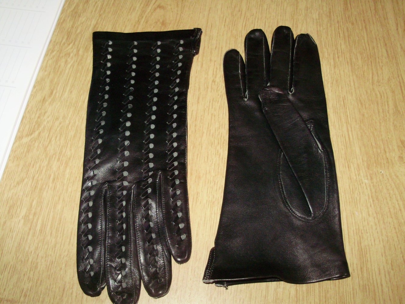 Vintage echt Leder Handschuhe Glattleder schwarz klein NEU