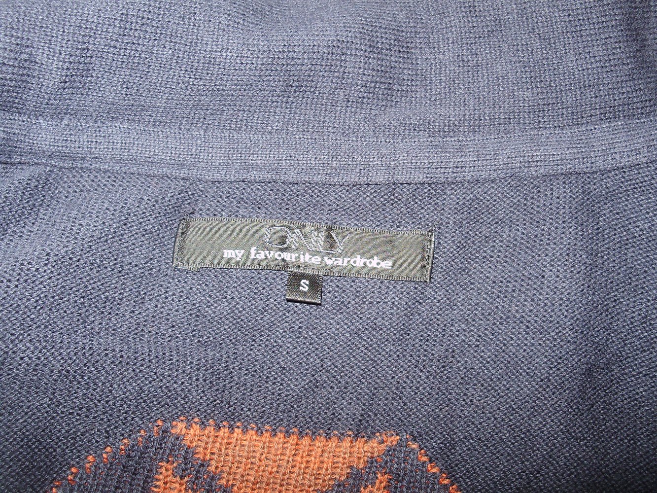 Only Cardigan dunkelblau orange Muster Aztek offen Schalkragen Gr S