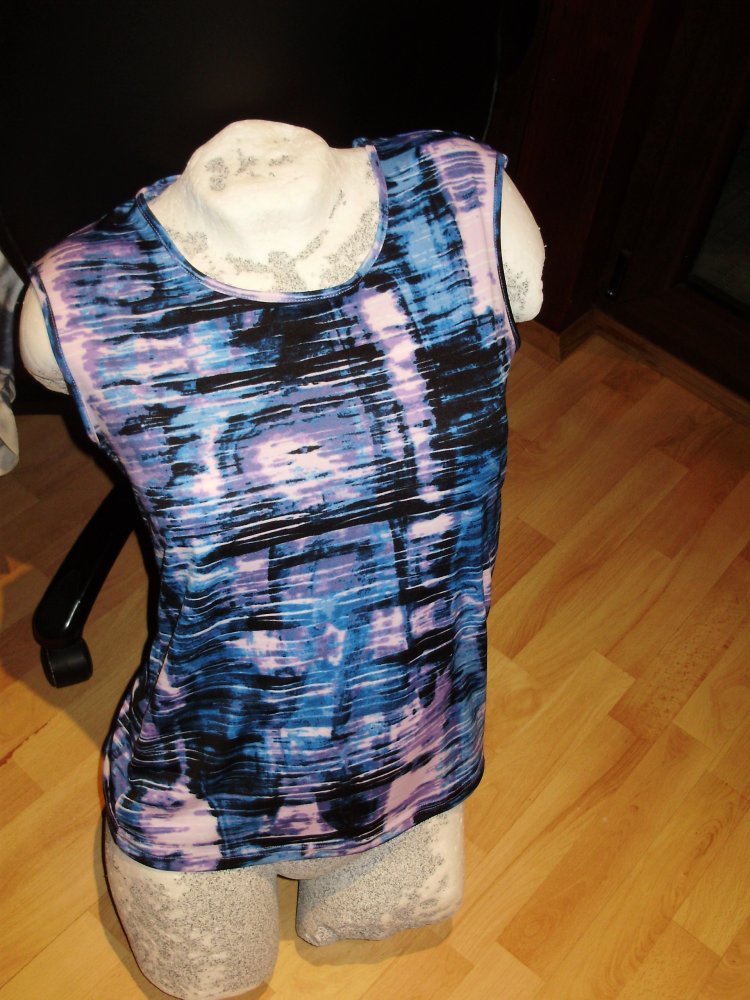 Vögele Top blau bunt Muster Gr S Neu