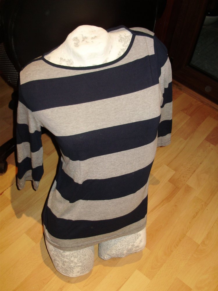 Shirt Streifen blau grau 7/8 Arme M NEU