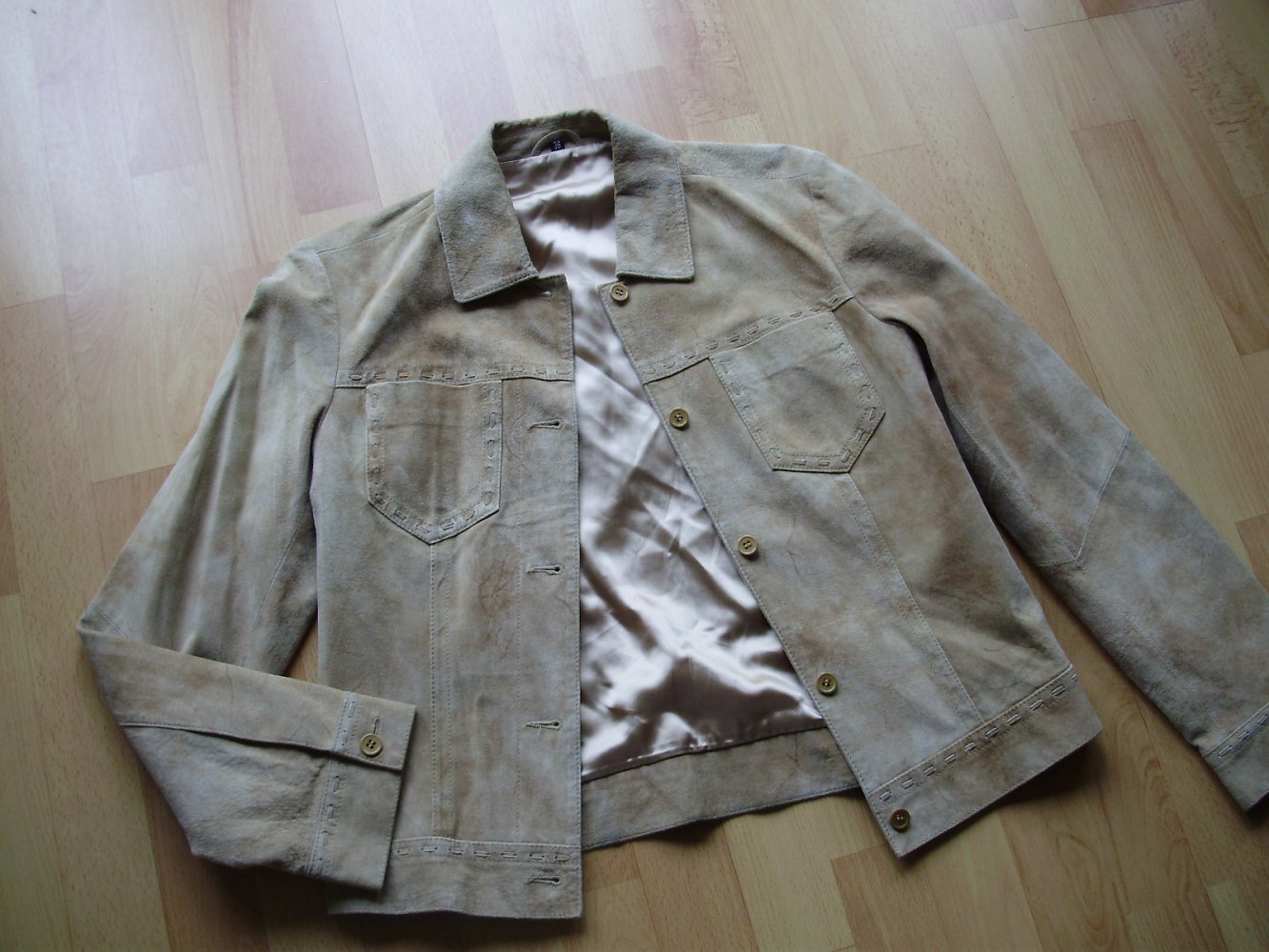 Jacke Blazer Wildleder hell Knöpfe Gr 36 NEU