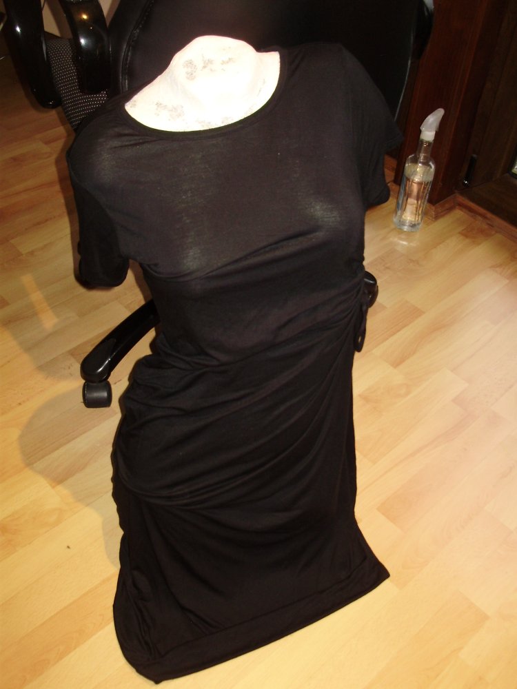 Gap Kleid schwarz midi Raffung an Seite S