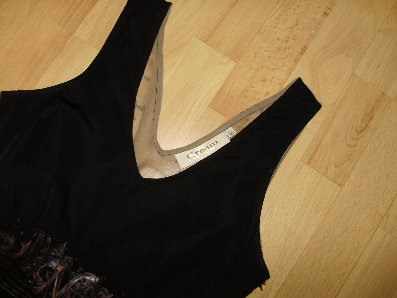 Cream Kleid schwarz khaki gold ausgefallen 36 M