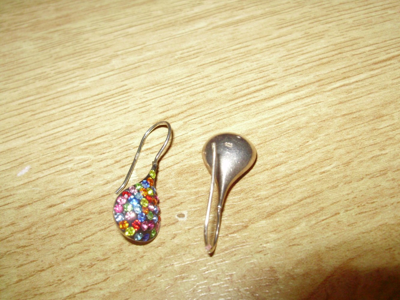 Ohrringe Silber 925 Tropfen bunte Glitzersteine