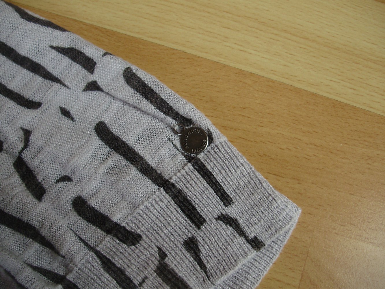 Sandwich Cardigan grau türkisfarbene Blenden Zebra Muster Gr L