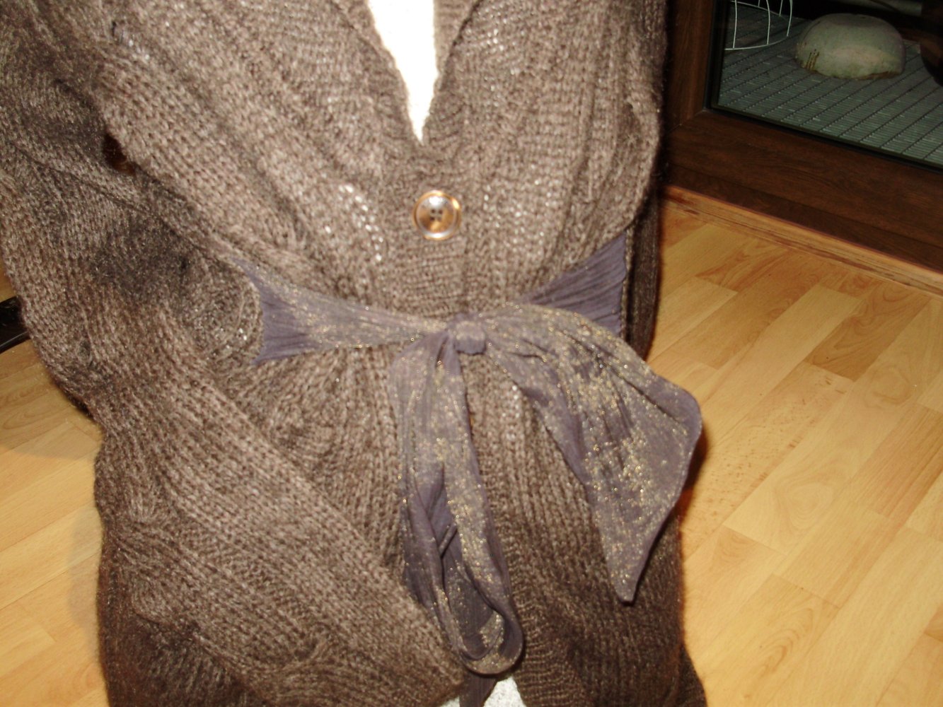 Riccovero Strickmantel ausgefallen dbraun Lammwolle/ Angora S