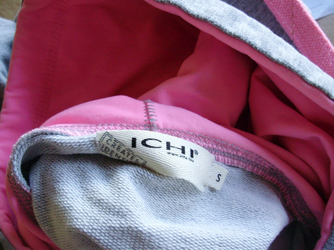 Ichi Sweat Kapuze hellgrau pink Gr S wie neu