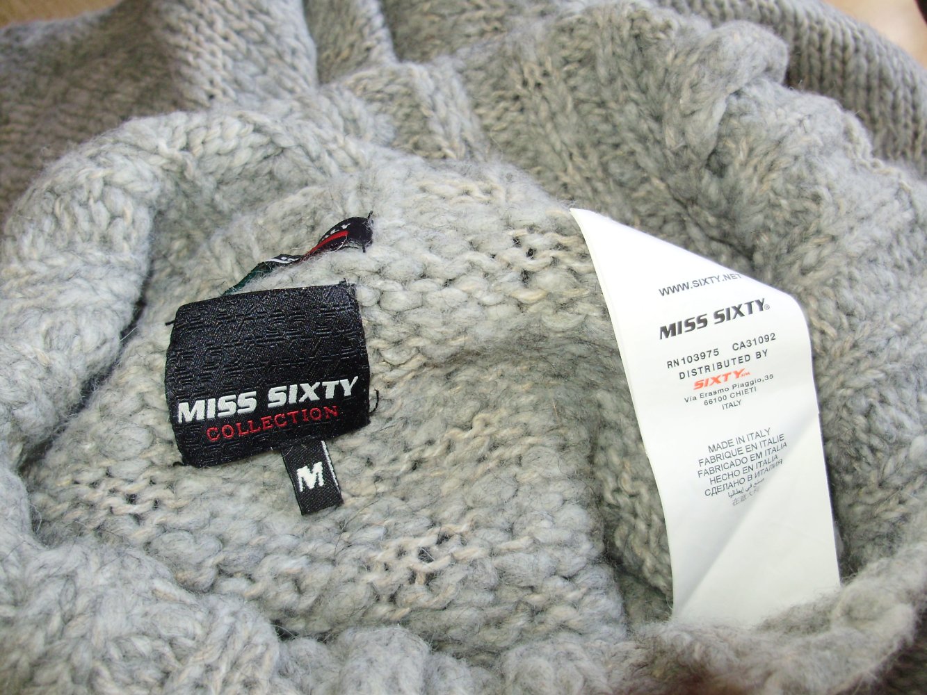 Miss sixty Poncho Pullover Rollkragen warm grau meliert Wolle M