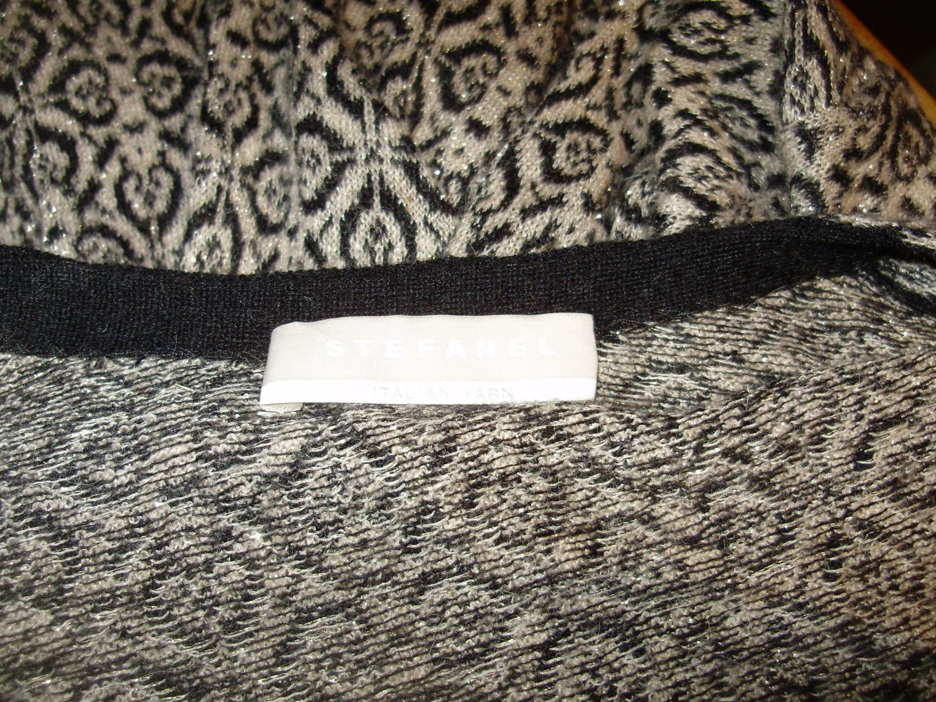 Stefanel Strickmantel Cardigan schwarz beige gold S/ M passend