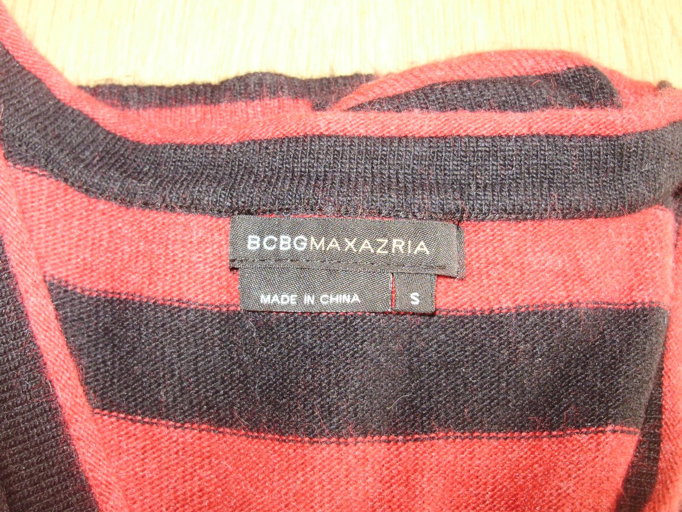 BCBG Max Azria Pullover 3/4 Ärmel weit Streifen rot schwarz Angora Wolle S