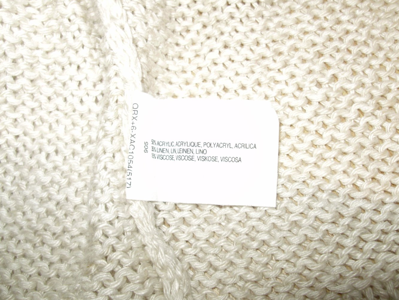 Esprit Cardigan beige Grobstrick Knöpfe Leinenanteil M