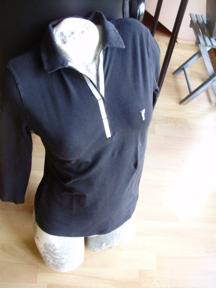 Golfino Poloshirt 7/8 Ärmel schwarz weiße Blende Gr 36